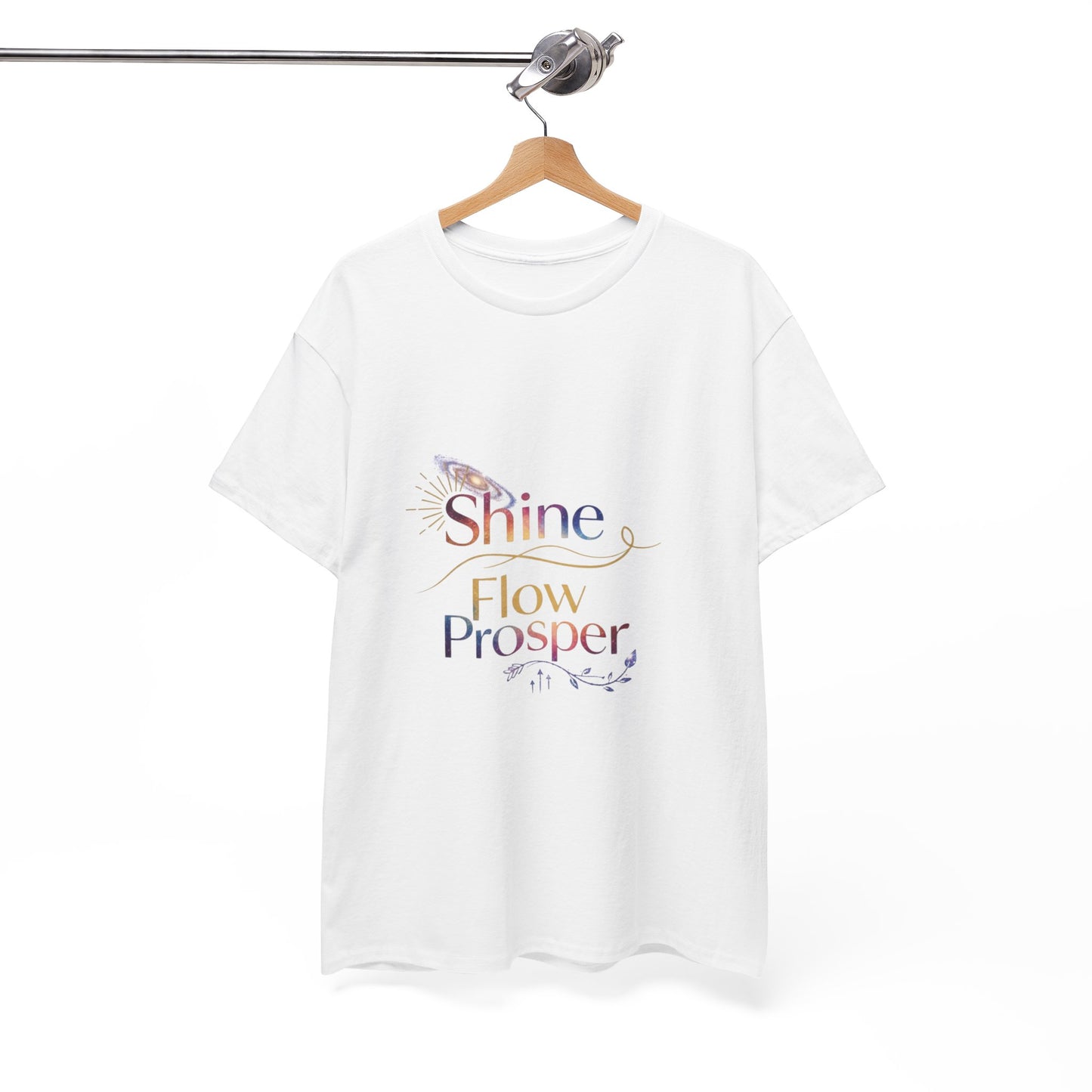 Shine Flow Prosper T-Shirt – Cosmic Manifestation Tee by Druvs