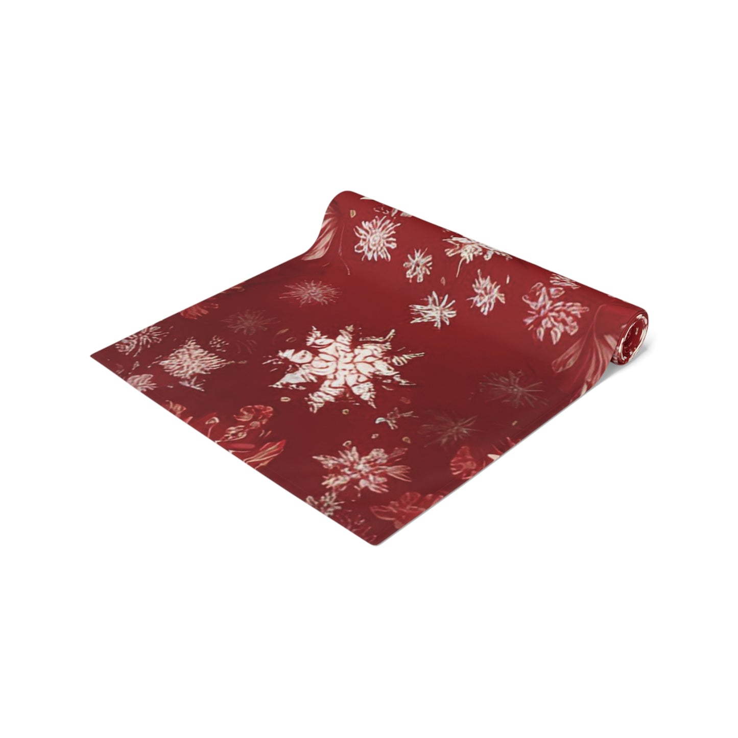 Table Runner - Red Christmas Star Snowflake Pattern