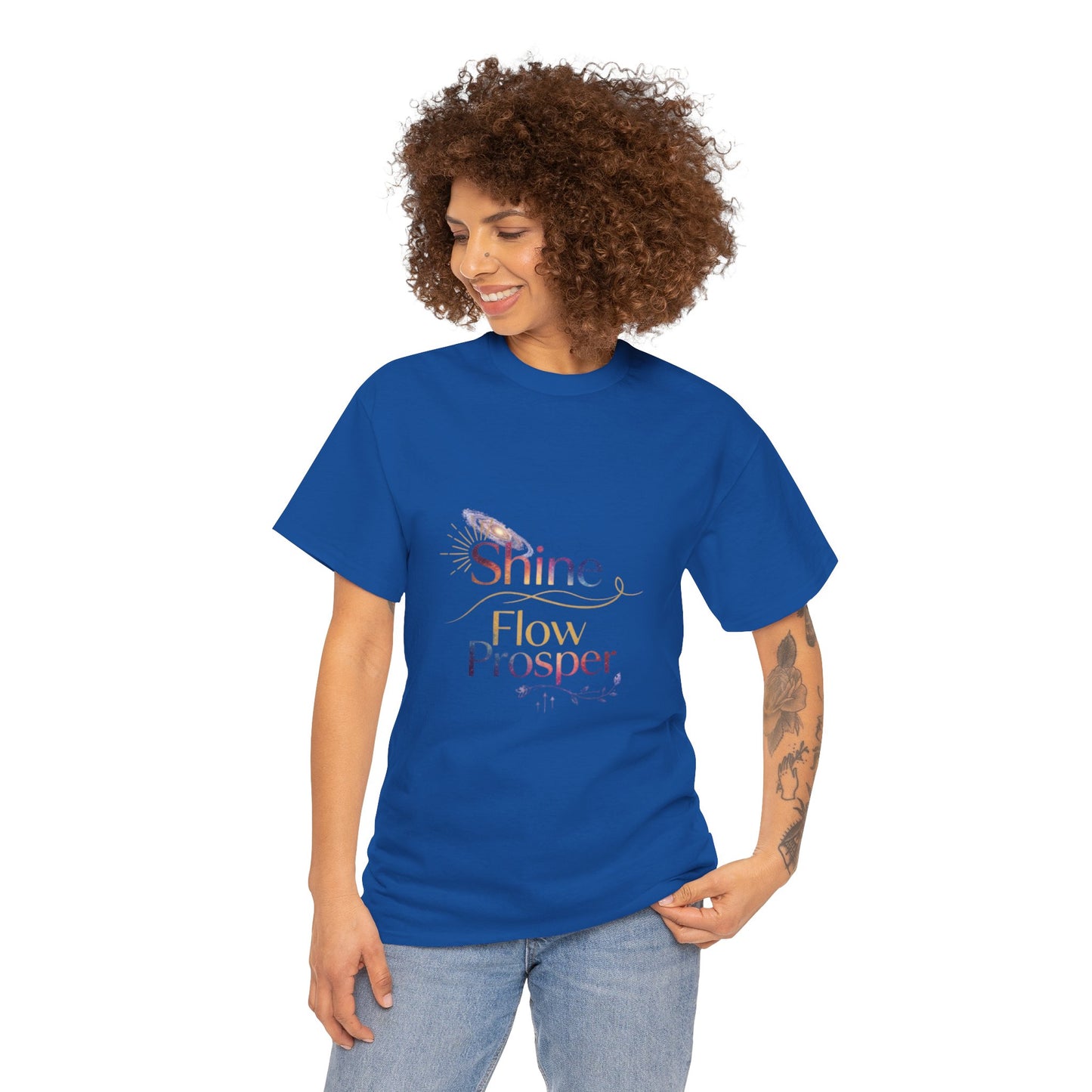 Shine Flow Prosper T-Shirt – Cosmic Manifestation Tee by Druvs