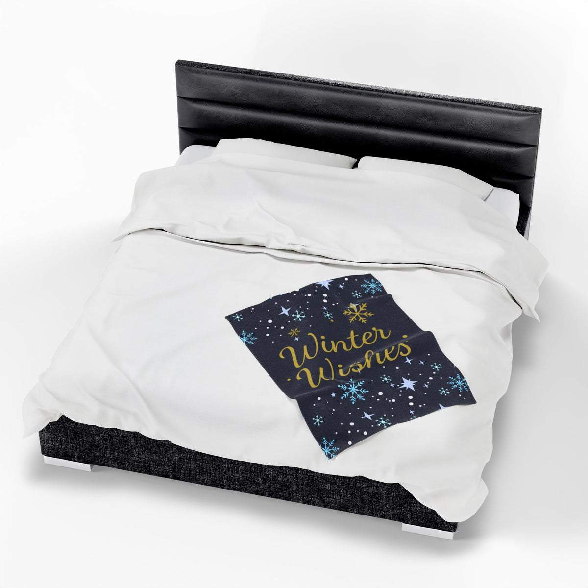 Winter Wishes Sherpa Throw Blanket – Navy & Gold – product photo 22 of 24