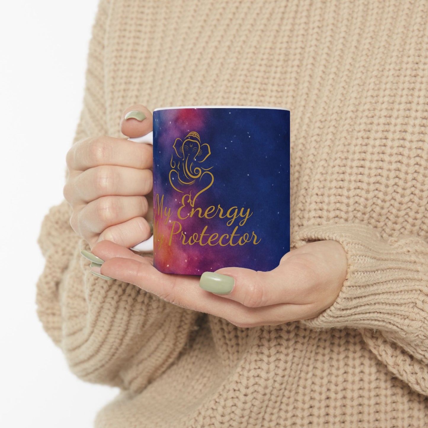Ganesh Galaxy Mug – “My Energy My Protector” (11oz Ceramic)