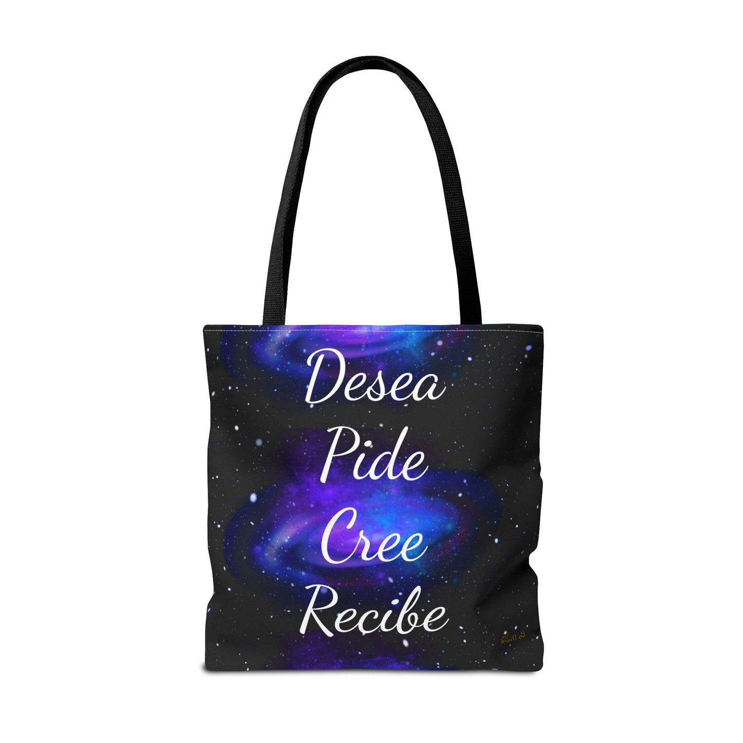 Desea Pide Cree Recibe Tote Bag – Bolsa Cósmica de Afirmaciones Espirituales por Druvs
