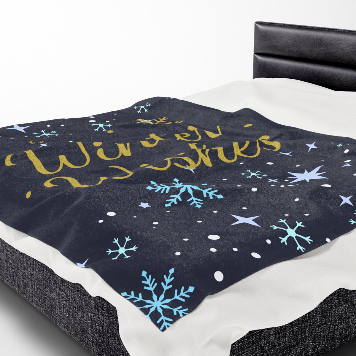 Winter Wishes Sherpa Throw Blanket – Navy & Gold – product photo 16 of 24