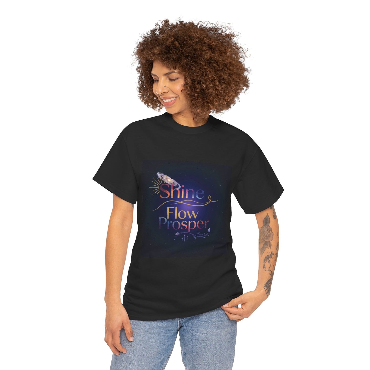 Shine Flow Prosper T-Shirt – Cosmic Manifestation Tee by Druvs