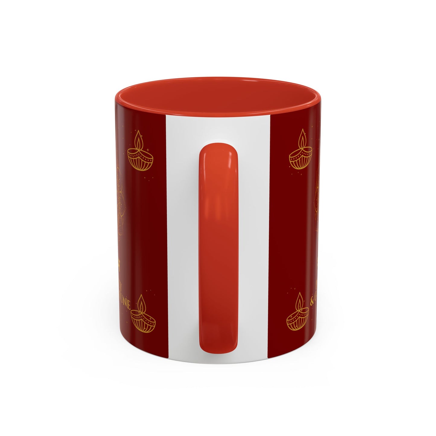 Shubh Labh Mug – Prosperity & Good Fortune Diwali Mug with Mandala & Diyas (Red & Gold)
