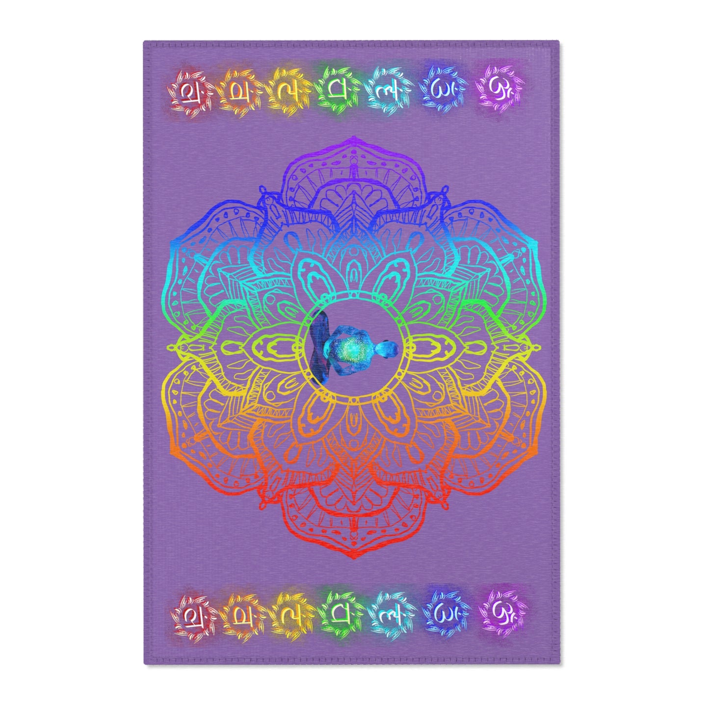 Rainbow Chakra Mandala Area Rug – Sacred Energy Floor Mat