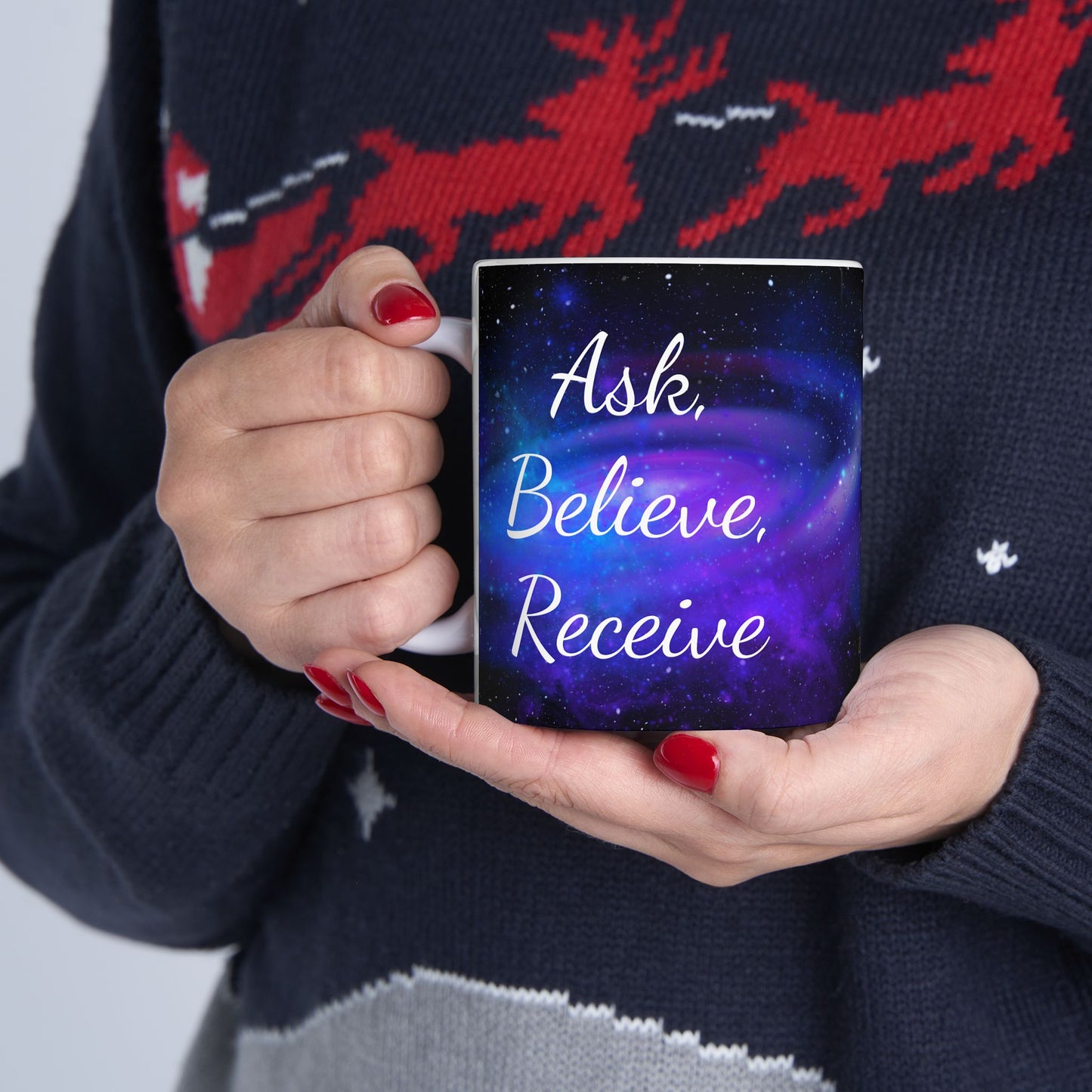 Ask. Believe. Receive. Mug – Galaxy Manifestation Coffee Cup | Druvs