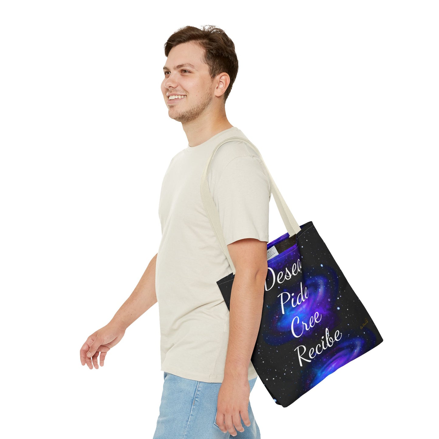 Desea Pide Cree Recibe Tote Bag – Bolsa Cósmica de Afirmaciones Espirituales por Druvs