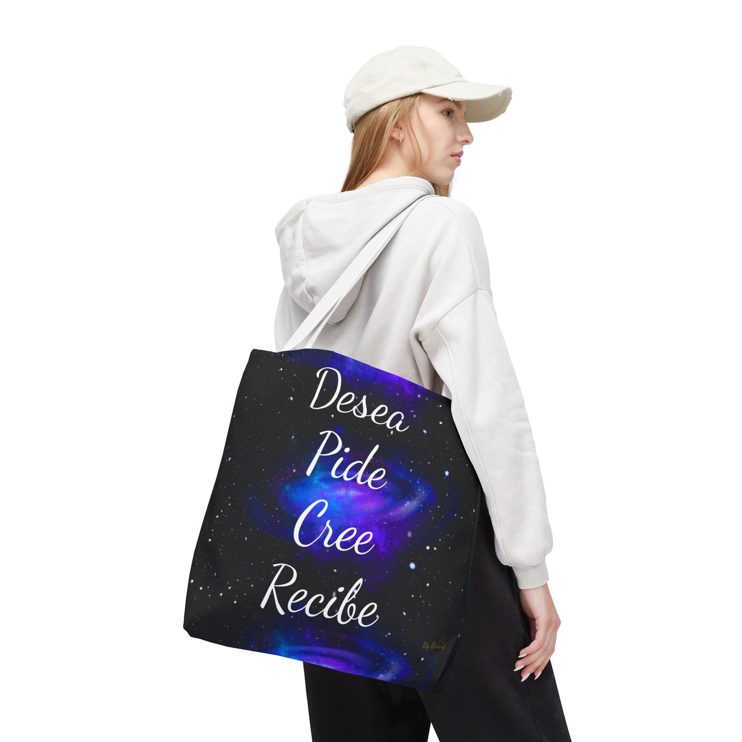 Desea Pide Cree Recibe Tote Bag – Bolsa Cósmica de Afirmaciones Espirituales por Druvs