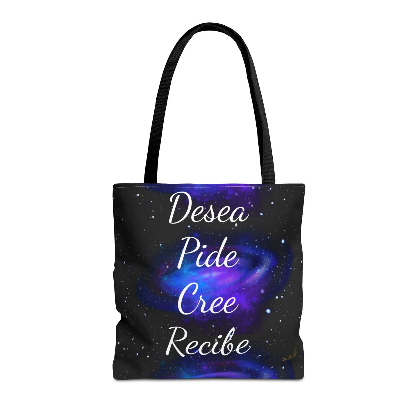 Desea Pide Cree Recibe Tote Bag – Bolsa Cósmica de Afirmaciones Espirituales por Druvs