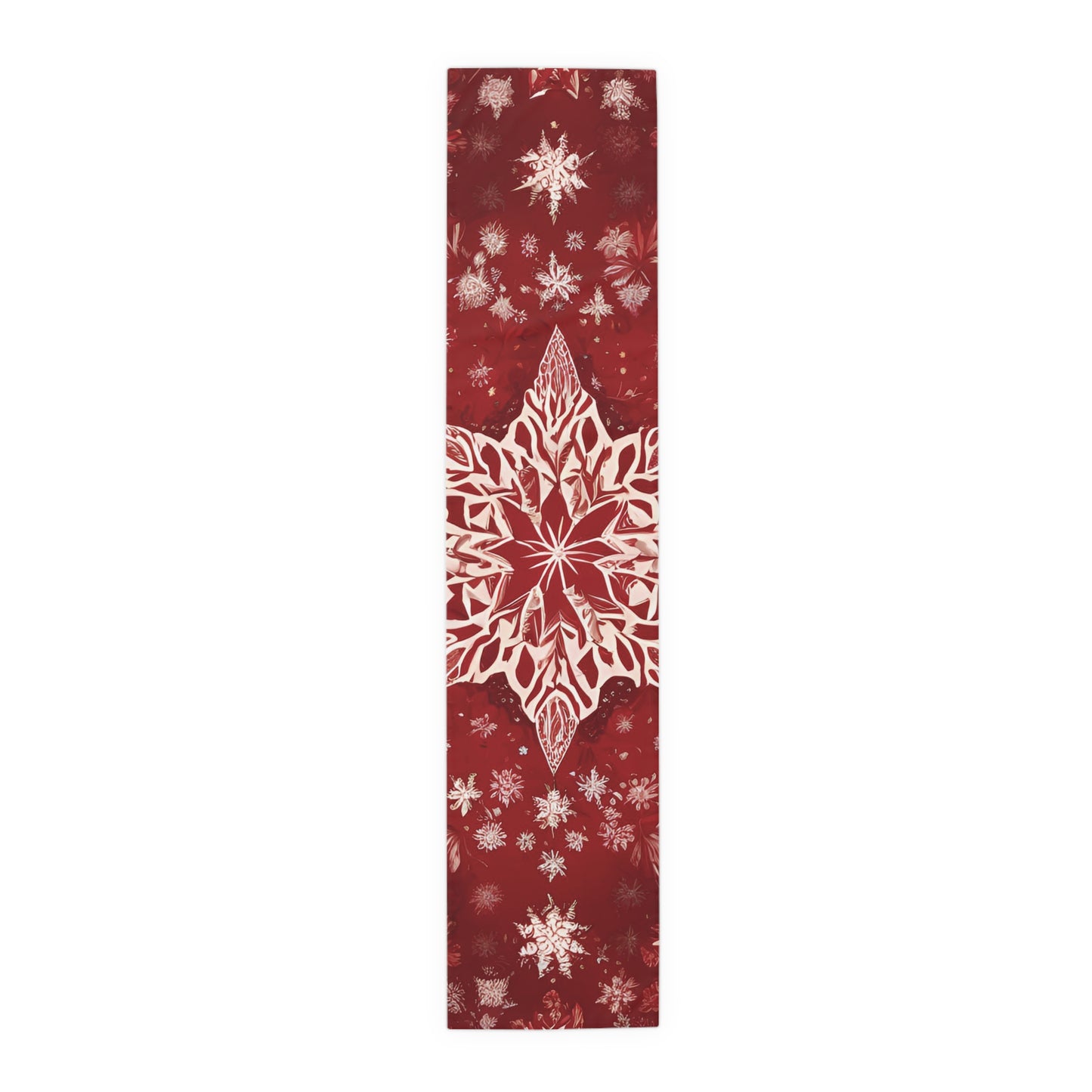 Table Runner - Red Christmas Star Snowflake Pattern