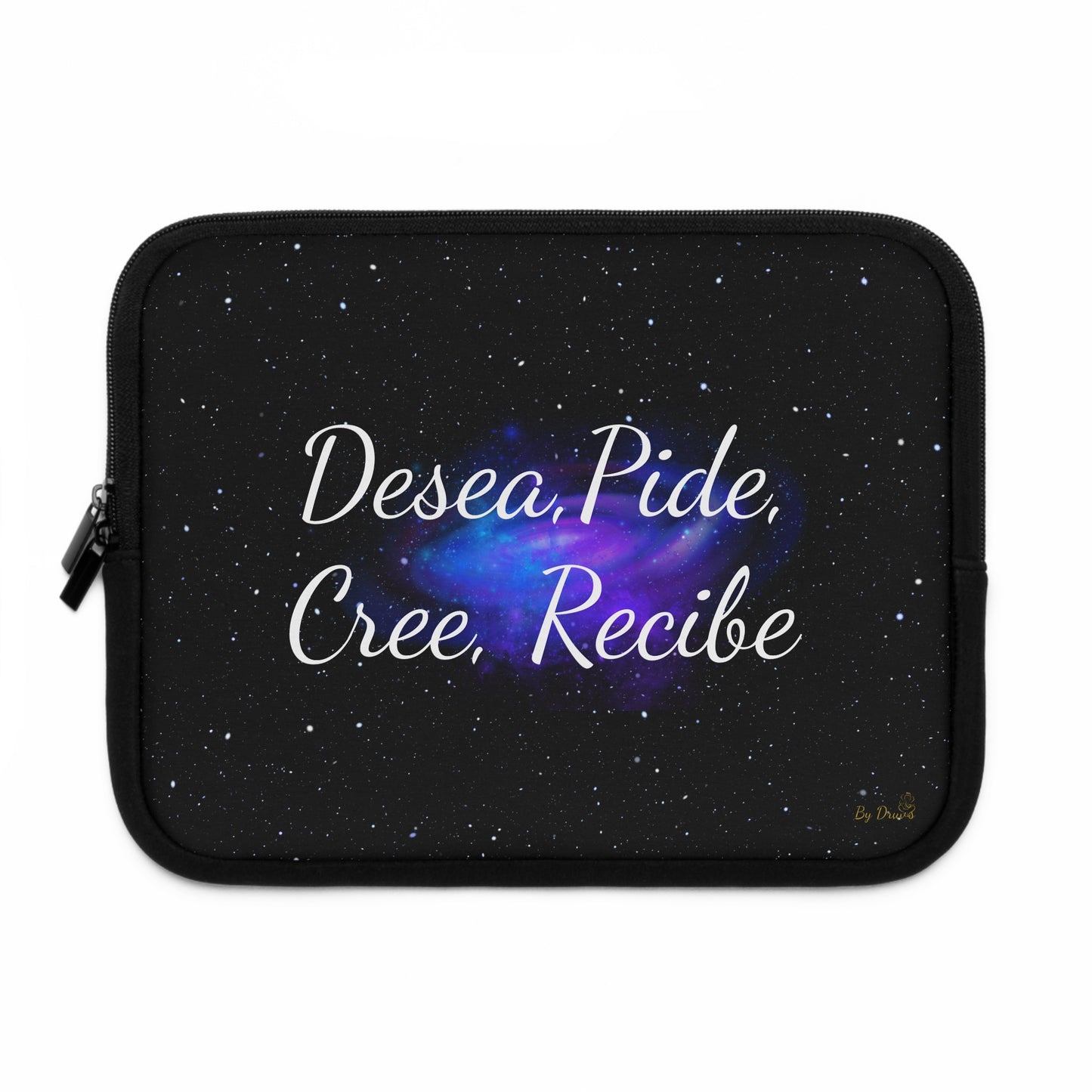 “Desea, Pide, Cree, Recibe” Laptop Sleeve – Galaxy Manifestation Case by Druvs (Multiple Sizes)