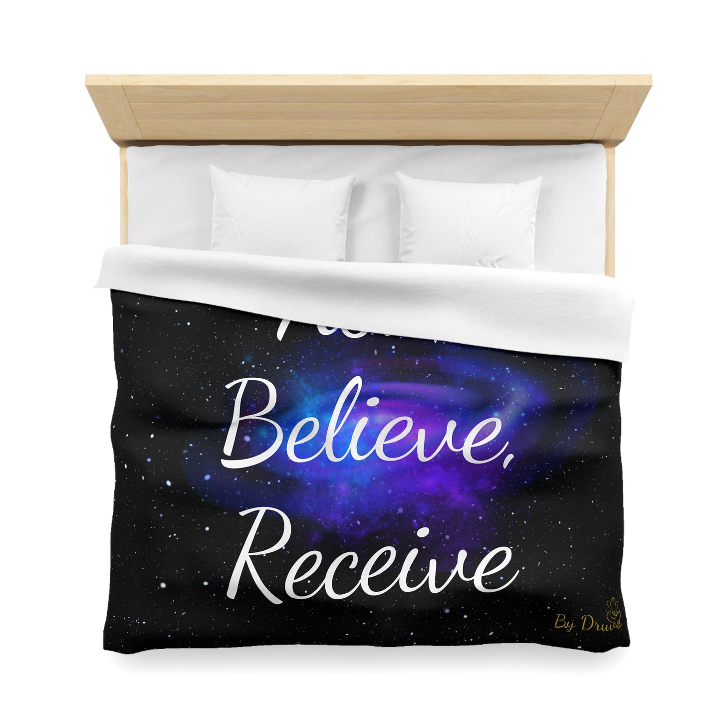 Ask Believe Receive Duvet Cover – Law of Attraction Cosmic Bedding by Druvs (Multiple Sizes, Worldwide Shipping)