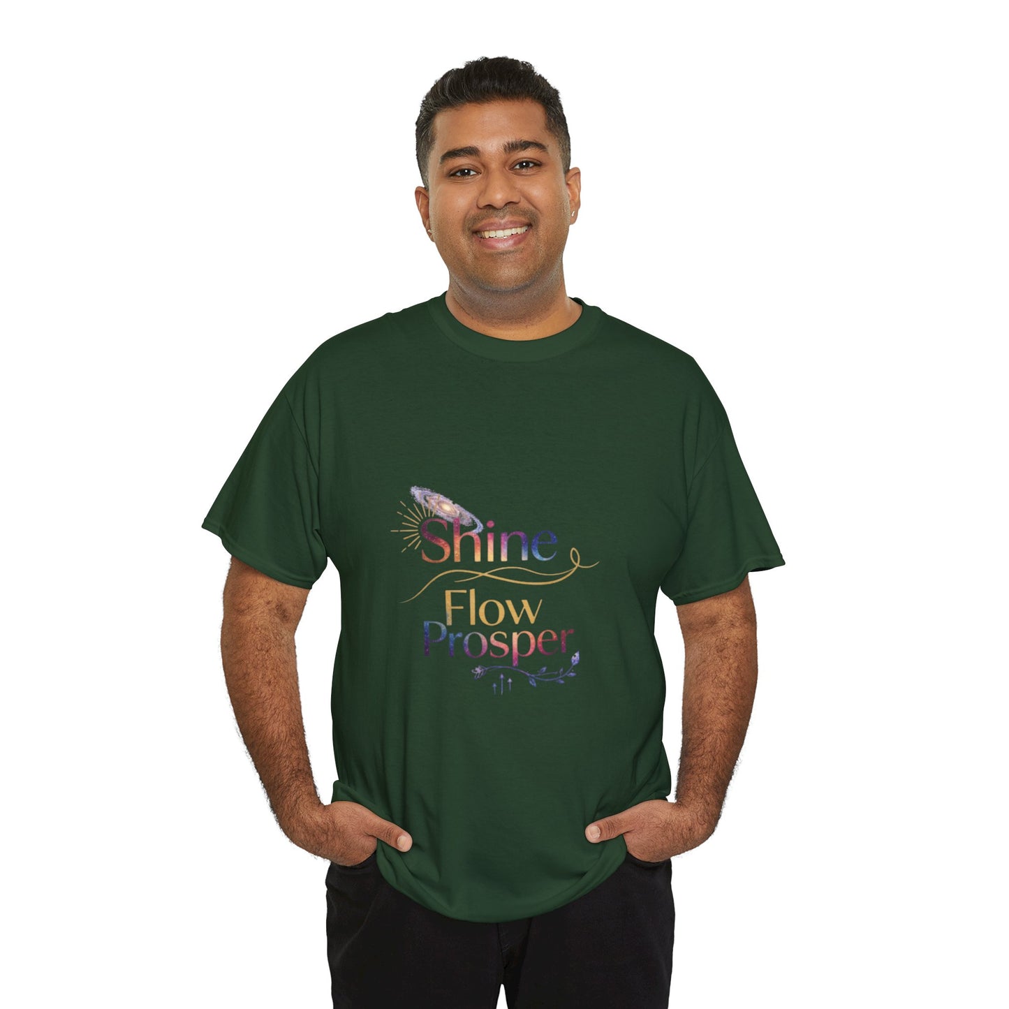 Shine Flow Prosper T-Shirt – Cosmic Manifestation Tee by Druvs