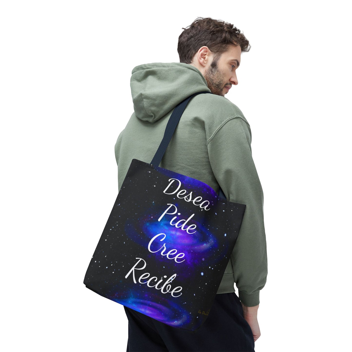 Desea Pide Cree Recibe Tote Bag – Bolsa Cósmica de Afirmaciones Espirituales por Druvs
