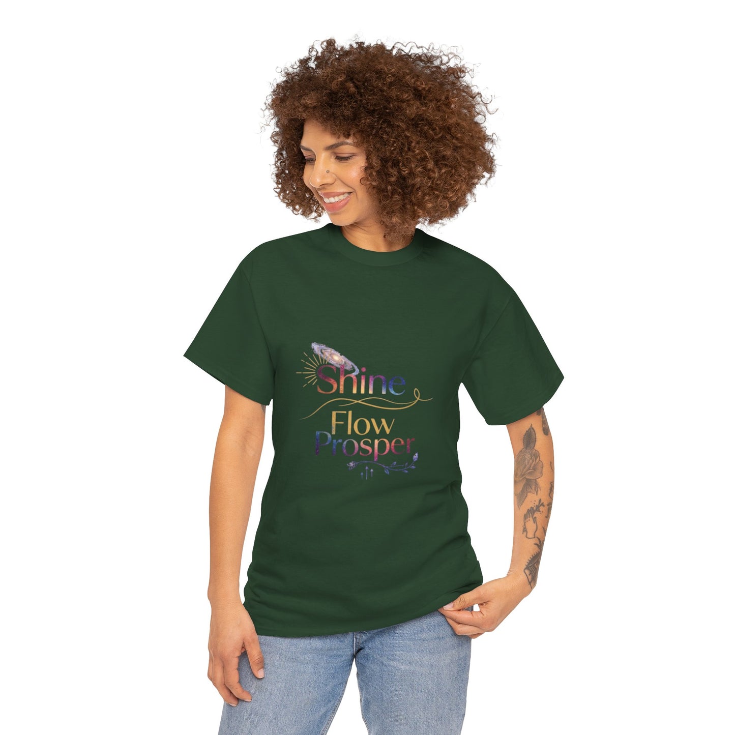 Shine Flow Prosper T-Shirt – Cosmic Manifestation Tee by Druvs