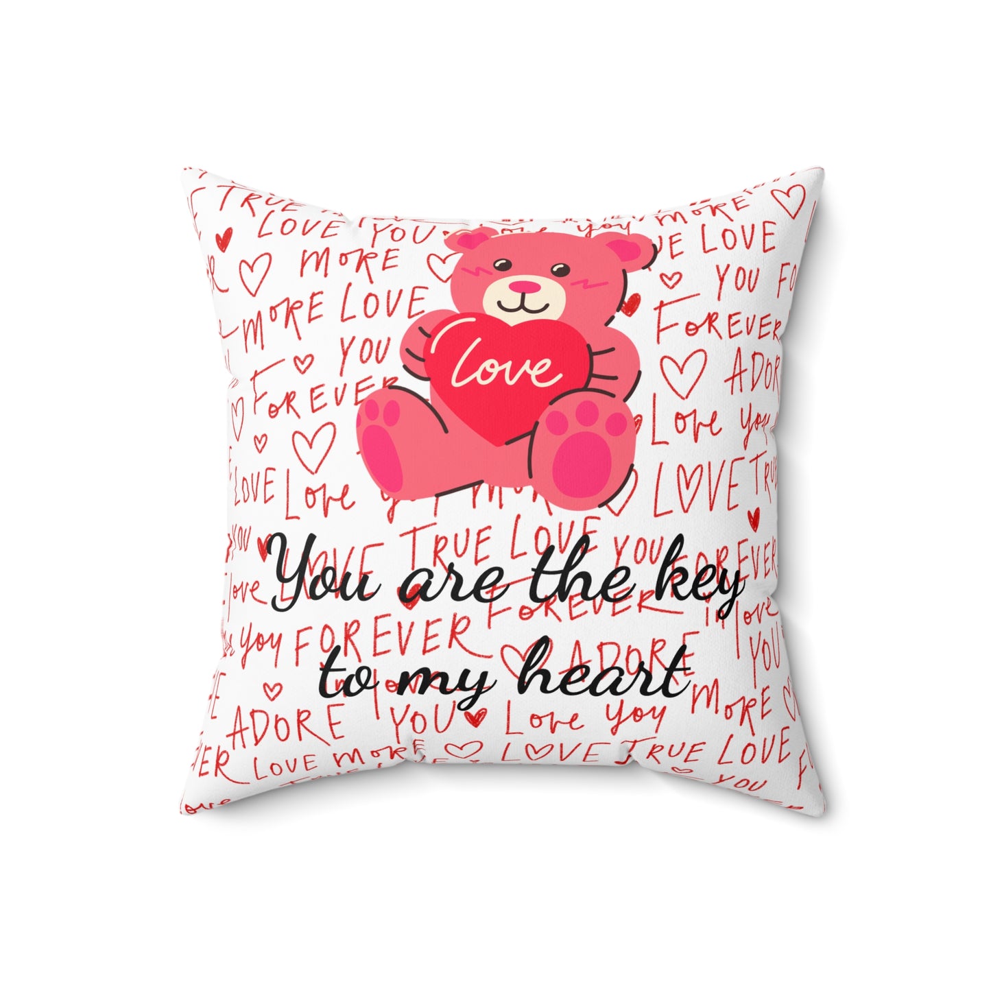 Valentine’s Day Love Cushion – You Are the Key to My Heart Teddy Pillow