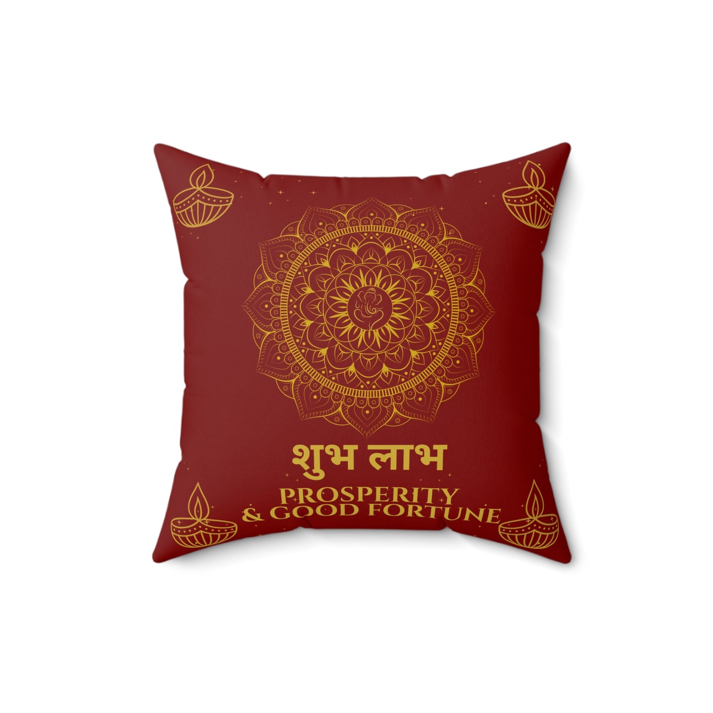 Shubh Labh Cushion – Prosperity & Good Fortune Mandala Pillow for Diwali Decor