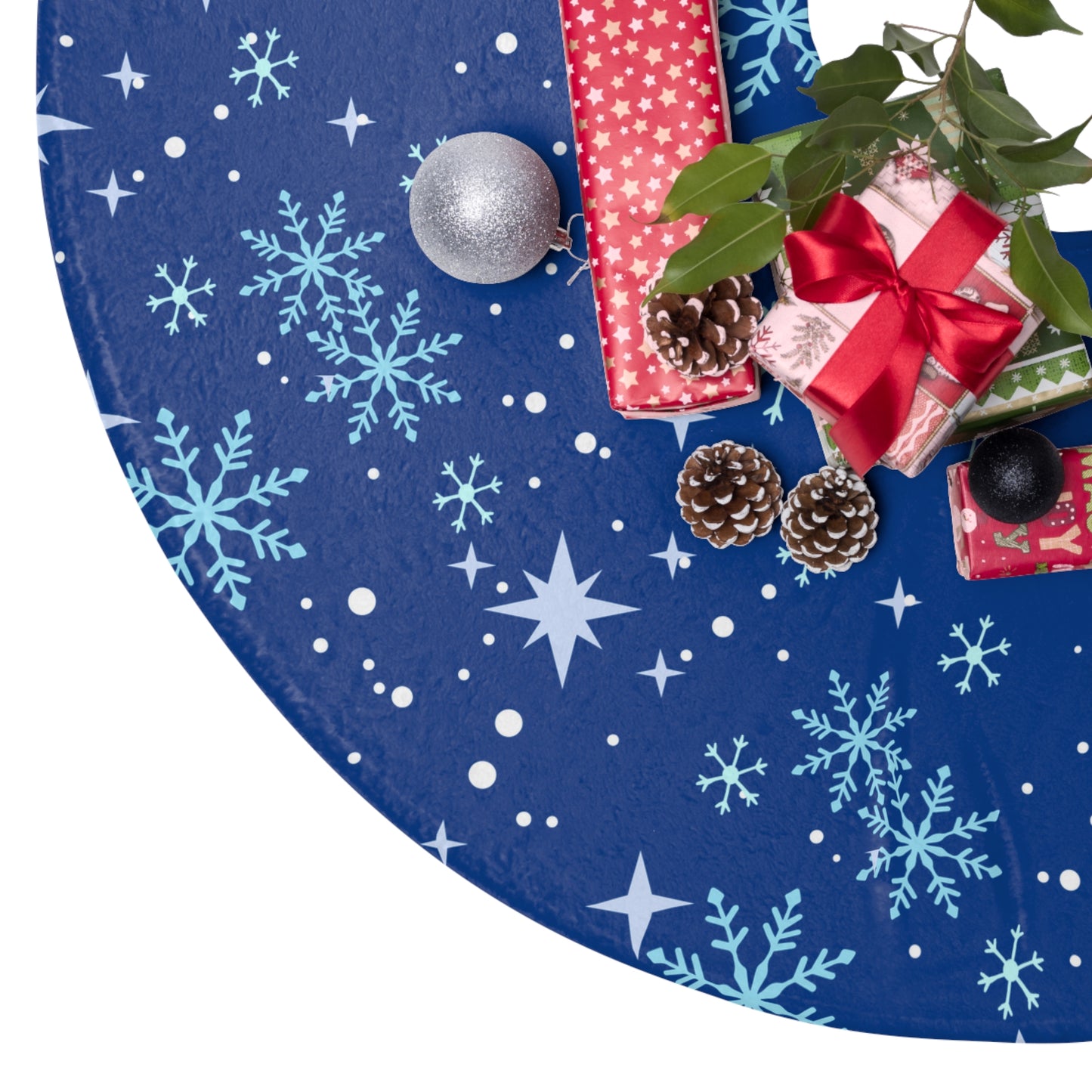 Blue Snowfall Christmas Tree Skirt – Druvs Winter Wonderland Edition