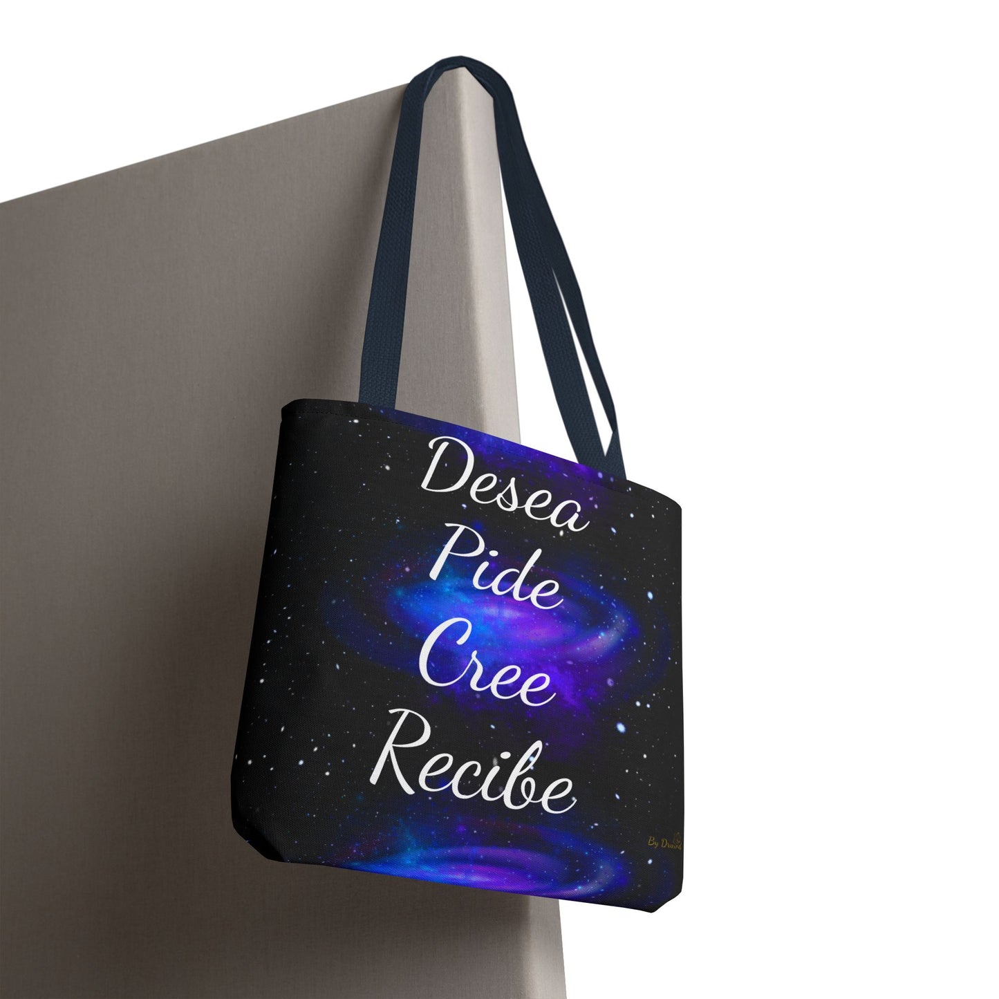 Desea Pide Cree Recibe Tote Bag – Bolsa Cósmica de Afirmaciones Espirituales por Druvs