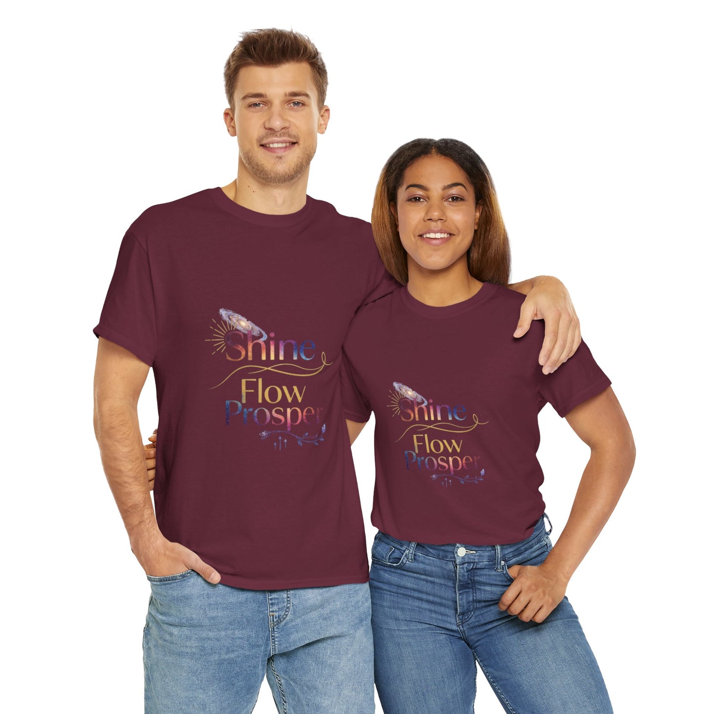 Shine Flow Prosper T-Shirt – Cosmic Manifestation Tee by Druvs