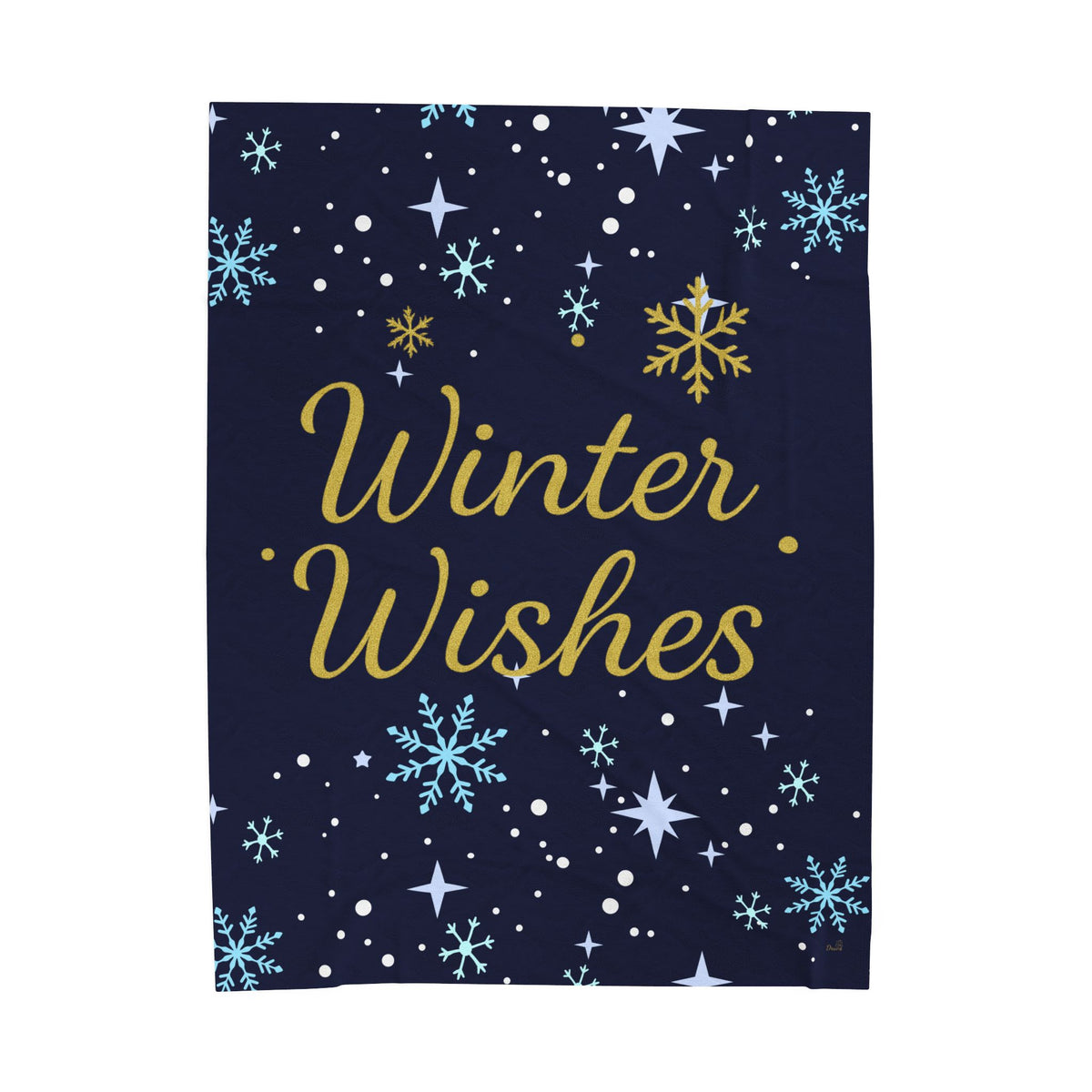 Winter Wishes Sherpa Throw Blanket – Navy & Gold – product photo 2 of 24