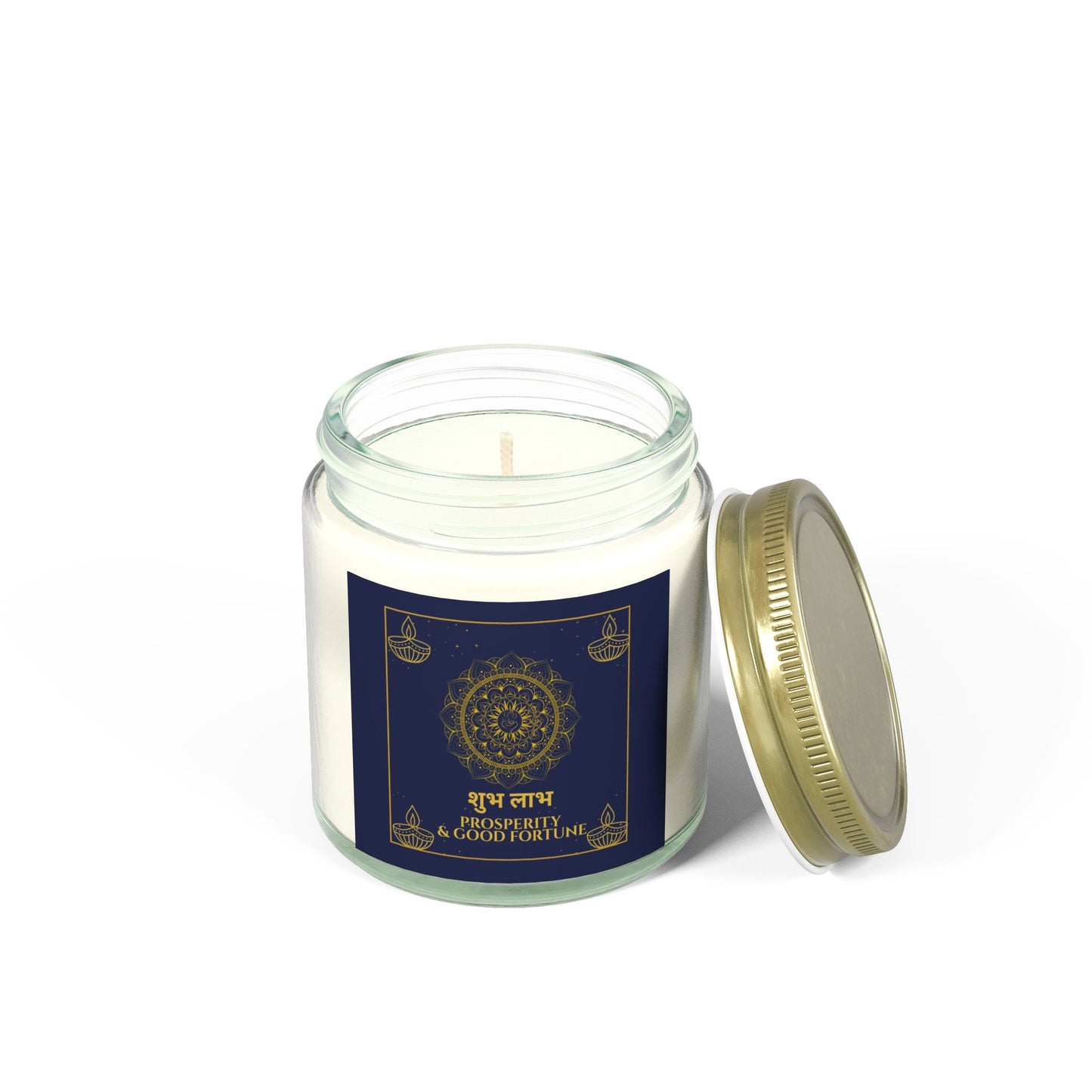 Shubh Labh Prosperity Candle – Diwali Scented Jar with Mandala & Mantra Design