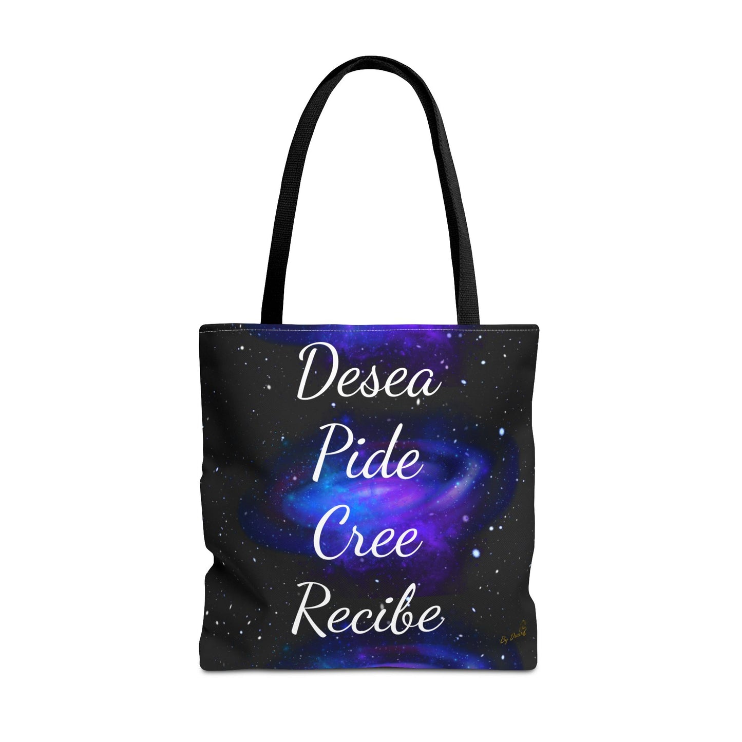 Desea Pide Cree Recibe Tote Bag – Bolsa Cósmica de Afirmaciones Espirituales por Druvs