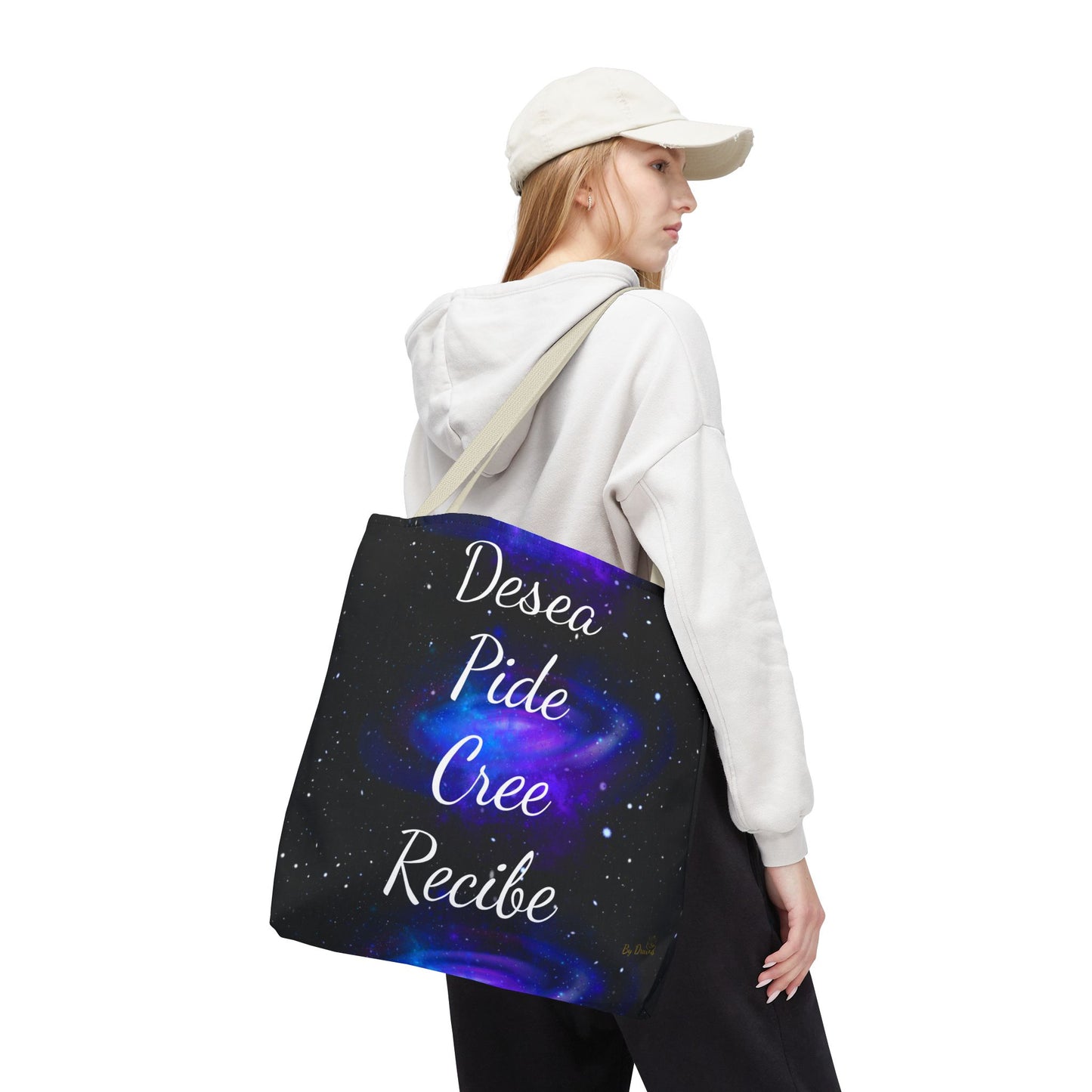 Desea Pide Cree Recibe Tote Bag – Bolsa Cósmica de Afirmaciones Espirituales por Druvs