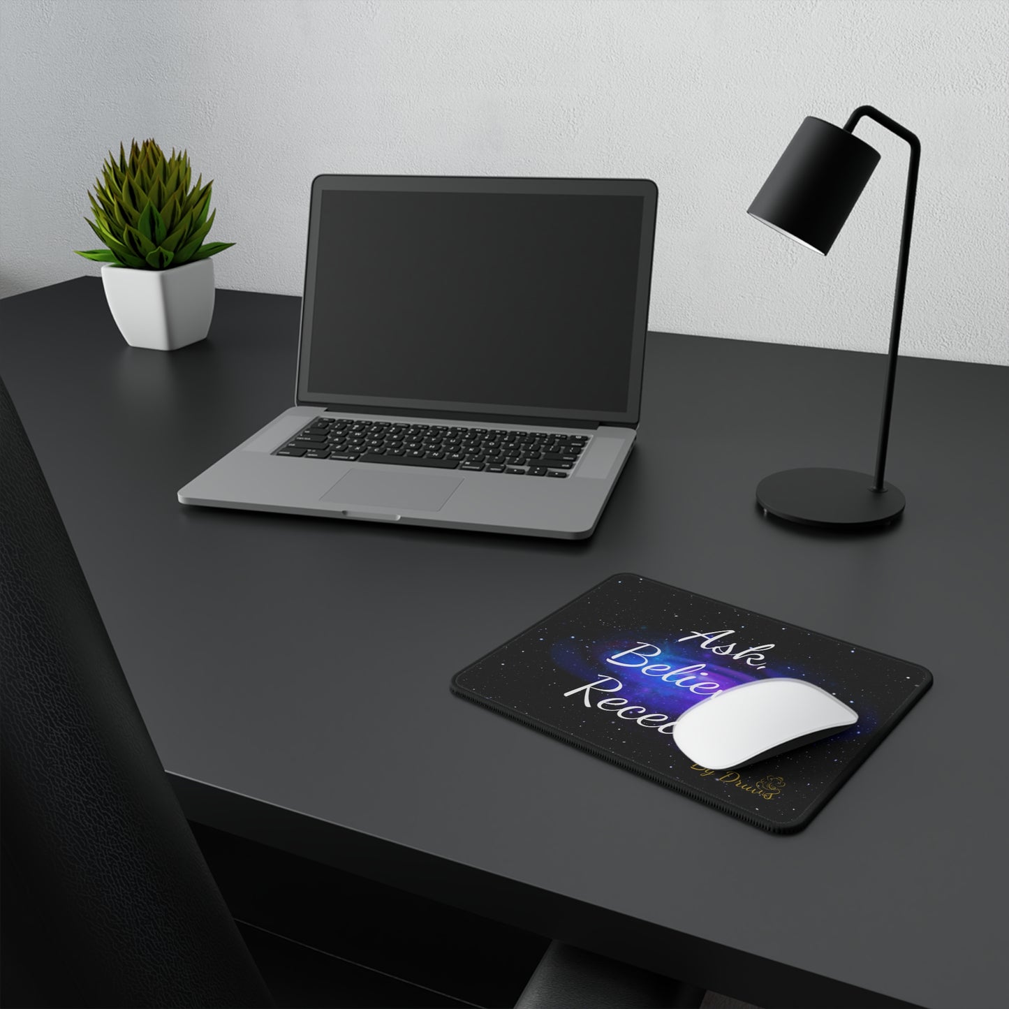 Ask believe receive Mousepad in a desk with a laptop