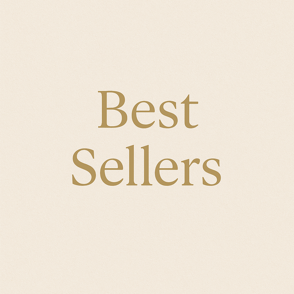 Elegant “Best Sellers” text in gold serif font on a soft off-white background, representing Druvs’ most popular spiritual and lifestyle products.