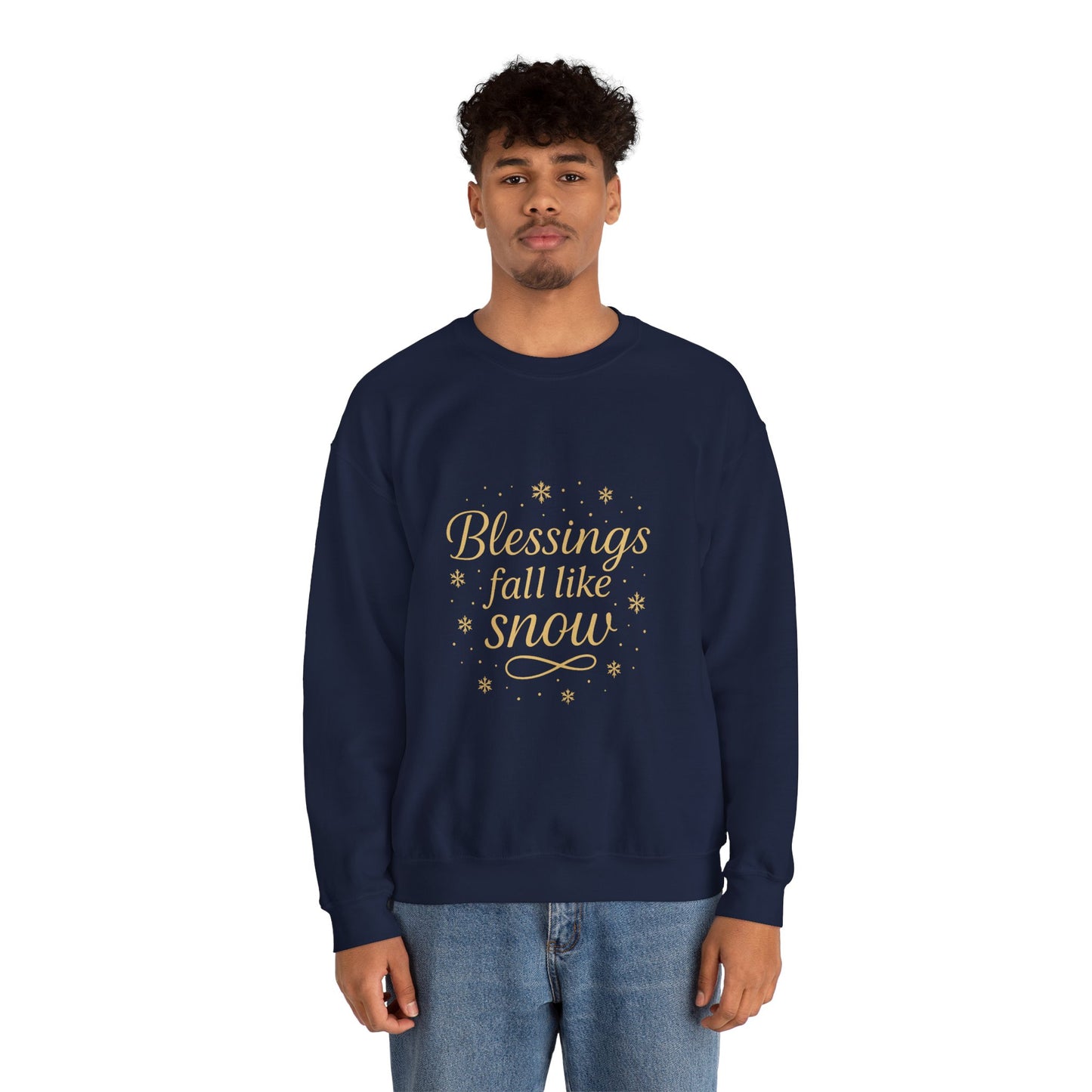 Blessings Fall Like Snow – Cozy Winter Affirmation Sweatshirt (Unisex)