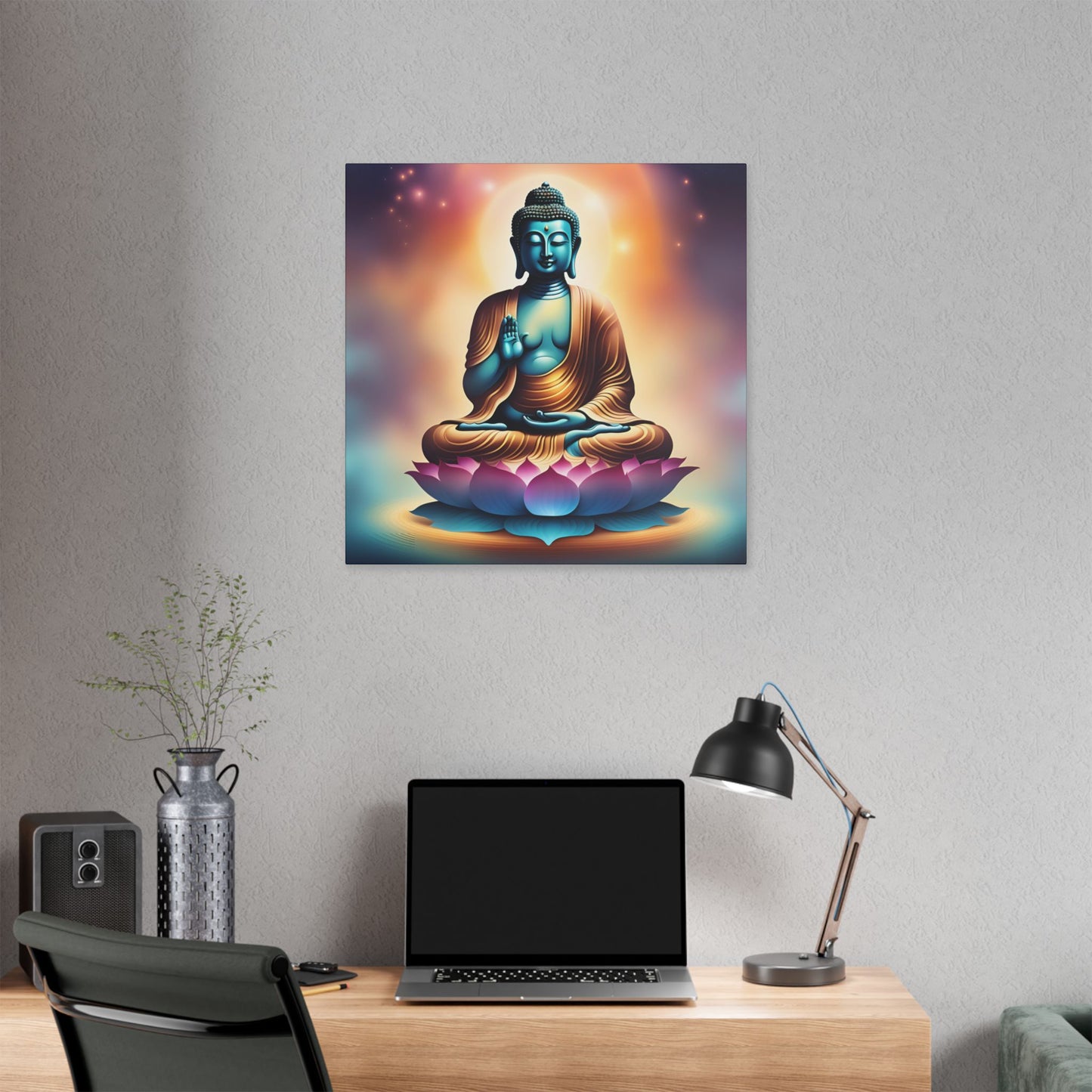 Vibrant Cosmic Buddha Canvas – Spiritual Wall Art for Zen Spaces