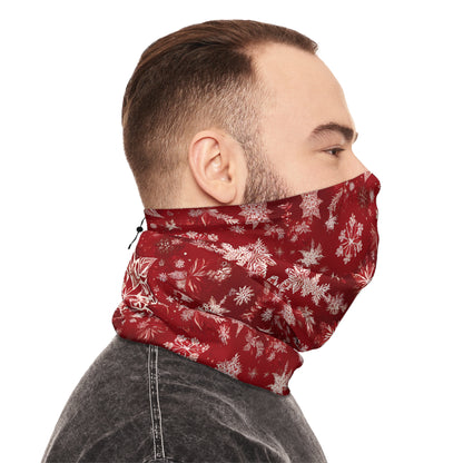 Red Snowflake Neck Gaiter – Winter Face Cover with Adjustable Drawstring