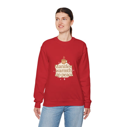 Manifest Warmth, Sip Peace – Cozy Winter Affirmation Sweatshirt (Unisex)