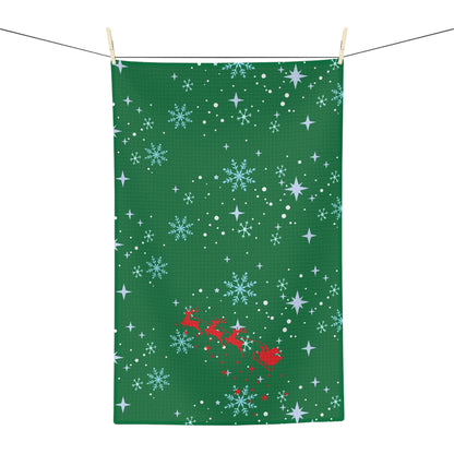 Festive Microfiber Tea Towel with Enchanting Snowflake Pattern, Christmas, Kitchen Towel