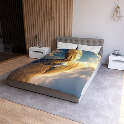 Golden Buddha in the Clouds Duvet Cover – Divine Serenity Bedding by Druvs (All Sizes, Ships Worldwide)