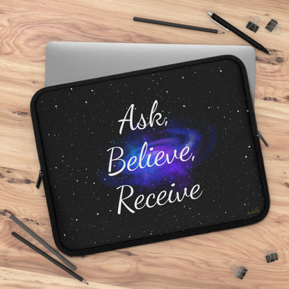 Ask. Believe. Receive. Laptop Sleeve – Cosmic Law of Attraction Tech Case by Druvs