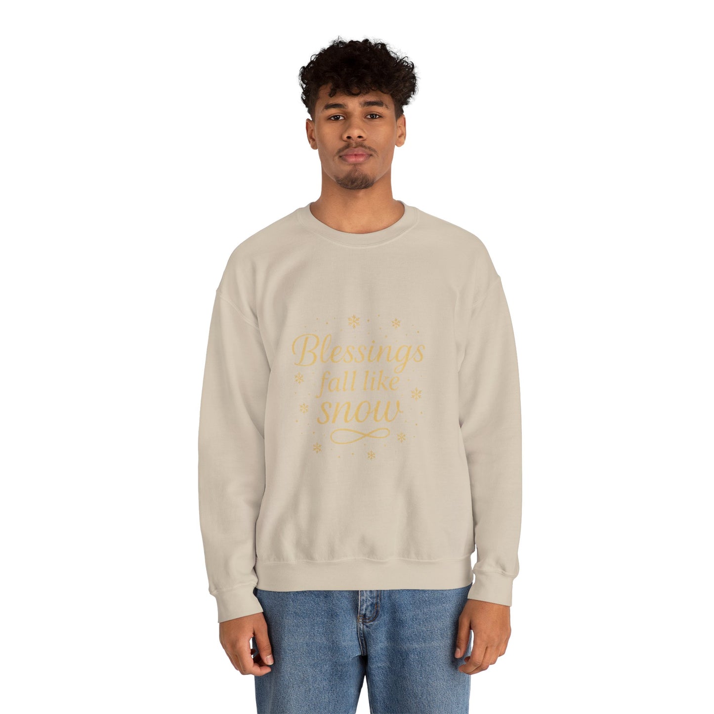 Blessings Fall Like Snow – Cozy Winter Affirmation Sweatshirt (Unisex)
