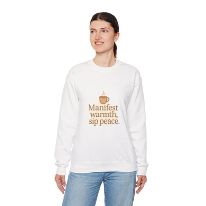 Manifest Warmth, Sip Peace – Cozy Winter Affirmation Sweatshirt (Unisex)