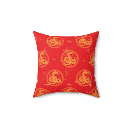 Square Pillow - Red Snake Design for Chinese New Year