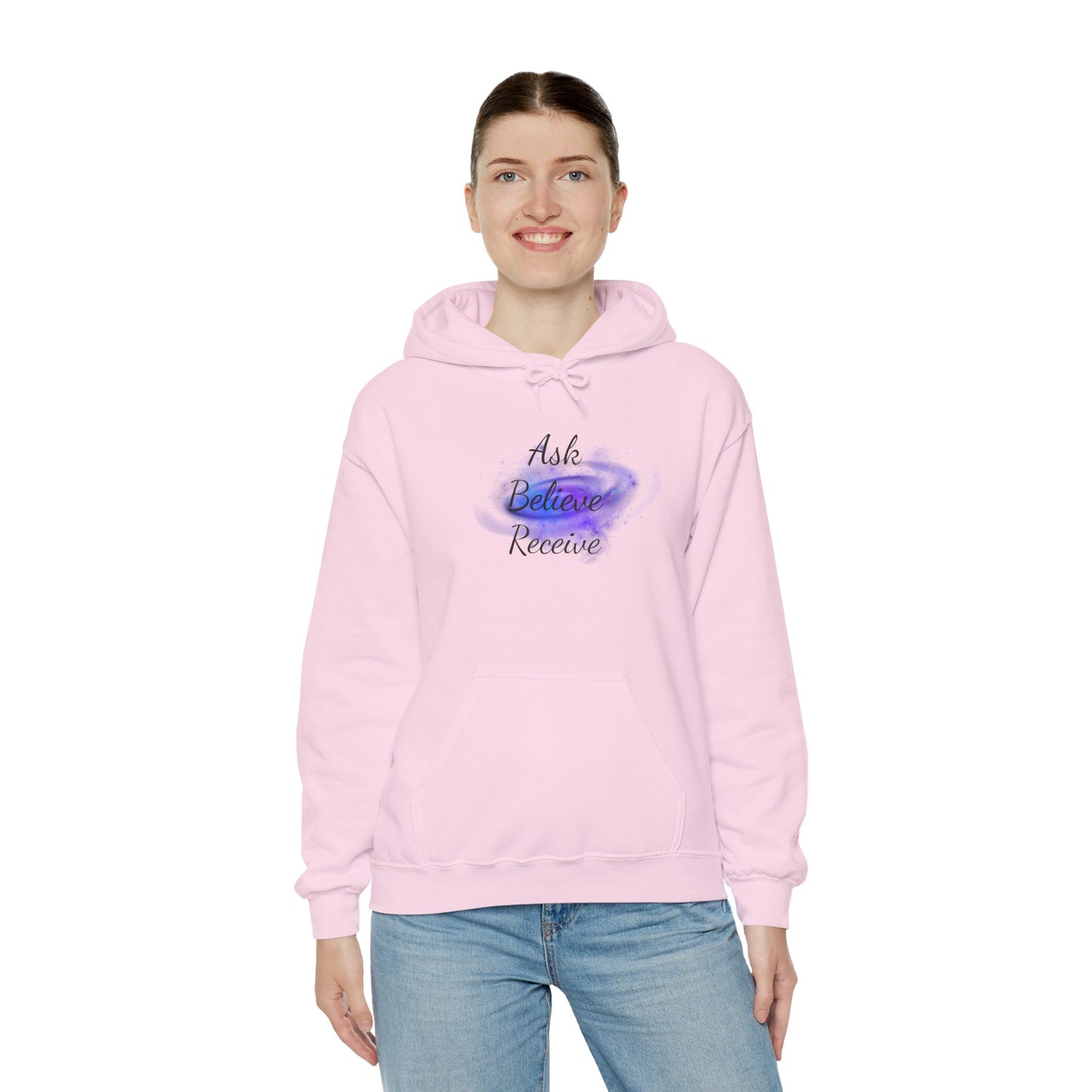 Ask Believe Receive Hoodie | Spiritual Manifestation Sweatshirt for Meditation & Mindfulness