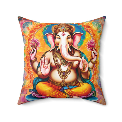 Ganesh Decorative Pillow – Vibrant Hindu God Throw Cushion for Home & Spiritual Spaces