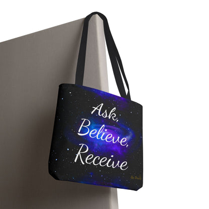 Ask Believe Receive Tote Bag – Manifestation Galaxy Shopper by Druvs