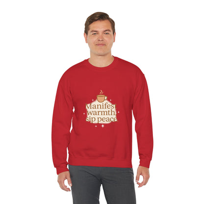 Manifest Warmth, Sip Peace – Cozy Winter Affirmation Sweatshirt (Unisex)