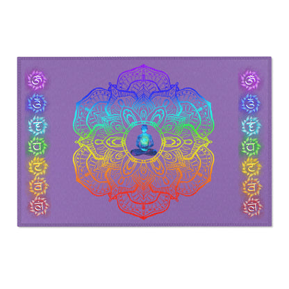 Rainbow Chakra Mandala Area Rug – Sacred Energy Floor Mat
