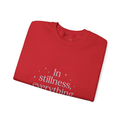 In Stillness, Everything Shines – Minimalist Winter Quote Sweatshirt