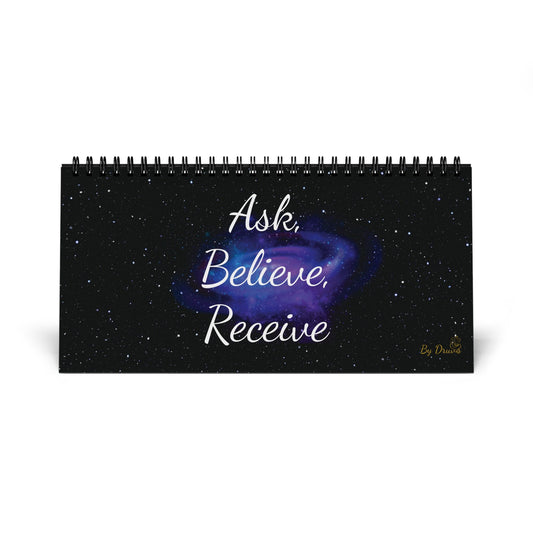 Desktop Calendar 2025 with Inspirational Quotes, Ask Believe Receive