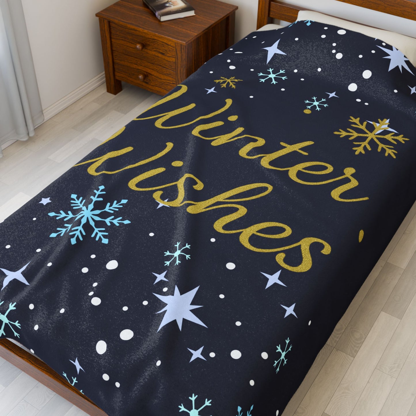 Winter Wishes Sherpa Blanket – Cozy Fleece Throw for Christmas & Winter Decor