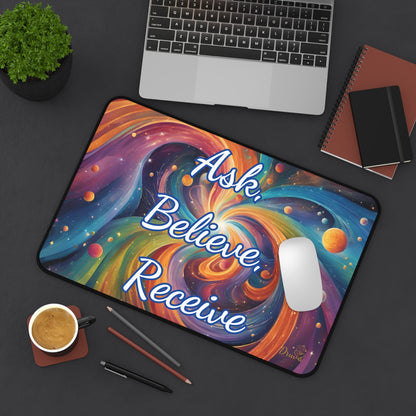 Desk Mat - Ask Believe Receive Colorful Desk Mat